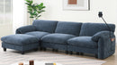 [VIDEO Provided] 108' Modular Sectional Sofa, L-Shape with 31.5' Extra-Wide Seat Cushion, USB and Type-C Charger, Phone Holder and 2 Side Storage Pockets, Free Movement Ottoman, Striped Chenille