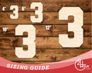 Unfinished Wood Varisty Number Three Shape | DIY Craft Cutout | up to 46" DIY