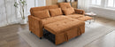 2-in-1 Sofa 82' Three-seater Sofa with Sofa Bed and Reversible Recliner, Orange Chenille