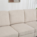 Convertible Sectional Corduroy  Sofa with Storage Ottoman,Cupholders, USB Ports for Living Room Apartment,Beige
