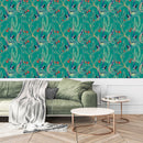 Exotic Birds on Green Wallpaper