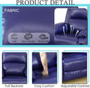 Dark Blue Leather Recliner Sofa Set For Living Room 3 Piece