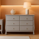 Six Drawer Dresser In Grey With Interlocking Drawers