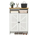 Modern Minimalist MDF Shoe Cabinet with Sliding Door Design - White