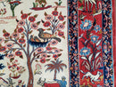 Antique Persian Isfahan Rug 5x7, Animal and Human Pictorials, Hand Knotted Fine Oriental Wool Carpet, Cream and Red, High KPSI, Vintage Rug 5 x 7 ft