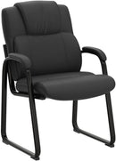 Black Leather Guest Chair 2 Pack With Padded Armrests