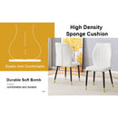 Black Marble Pattern Tempered Glass Dining Set - 71'x35.4' with 8 White PU Chairs With a Widened Backrest Design.