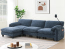 [VIDEO Provided] 108' Modular Sectional Sofa, L-Shape with 31.5' Extra-Wide Seat Cushion, USB and Type-C Charger, Phone Holder and 2 Side Storage Pockets, Free Movement Ottoman, Striped Chenille