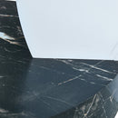 Contemporary Artistic Double Layer Coffee Table - White and Black Marble Collision, Tempered Glass Top, Multiple Colors