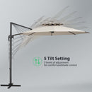 Ainfox 10ft Double Top Heavy-Duty Patio Cantilever Umbrella with Cross Base, Outdoor Large Offset Hanging Aluminum Rotation Sun Shade Umbrella with 360°Rotation Adjustable