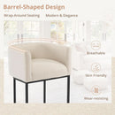 27 Inch Counter Height Bar Stool With Backrest And Armrests, Linen Upholstery, Black Metal Frame
