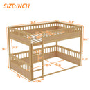 Queen over Queen Bunk Bed with Ladder and Guardrails, Natural