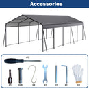 Metal Carport 13 × 26.5 ft Heavy Duty with Galvanized Steel Roof, Metal Garage Canopy with Galvanized Steel Roof & Frame, Car Tent Outdoor Storage Shed for Car, Boats and Truck - Gray