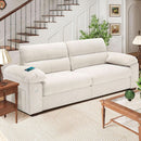 70 Inch Gray Chenille Loveseat With USB C Ports And Plush Cushions