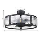25" Modern DC Motor Downrod Mount Reversible Fandelier Ceiling Fan with Lighting and Remote Control