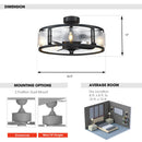25" Modern DC Motor Downrod Mount Reversible Fandelier Ceiling Fan with Lighting and Remote Control
