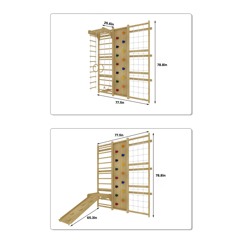 Walnut - 9-in-1 Swedish Ladder Wall Gym and Climber