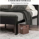 Queen Metal Platform Bed Frame With Storage Black Oak