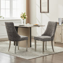 Rayon Cloth Flocking Chenille Dining Chairs Channel Kitchen Dinner Chair Comfy Fabric Upholstered Accent Chair for Dining Room with Silver Brushed Stainless Steel Legs,Set of 2 (Gray), SW1747GY
