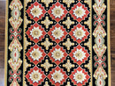 Runner Rug 4x19, Panel Design Rug, Custom Made Stark Runner Carpet, Wool, Vintage 4 x 19 Hallway Rug, European Design, Red Black Ivory Tan