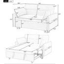 55.1' Pull Out Sleep Sofa Bed Loveseats Sofa Couch with Adjsutable Backrest, Storage Pockets, 2 Soft Pillows, USB Ports for Living Room, Bedroom, Apartment, Office, Blue (Old SKU: WF315689AAC)