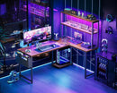 53 Inch L Shaped Desk With LED Lights And Power Outlet