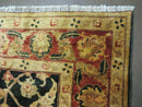 8' X 9' Handmade Pakistan Wool Cotton Rug Peshawar Black Floral Nice
