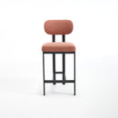 Bar Stools Set of 2, 26 inch Modern Upholstered Fabric Counter Height Barstools, Kitchen Island Chairs with Black Metal Legs for Dining Room/Kitchen Island/Bar