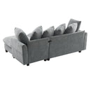 Modern L-Shaped Sectional Sofa with Storage, Movable Ottoman, and Throw Pillows, Grey Chenille, 83'