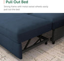 Blue Velvet U Shaped Sleeper Sofa With Pull Out Bed