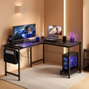 L Shaped Computer Desk 50 Inch Black Corner Home Office