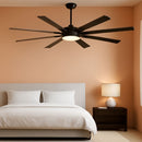 72 Inch Black Outdoor Ceiling Fan With Light And Remote