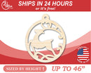 Unfinished Wood Flying Reindeer Ornament Shape - Craft - up to 46" DIY