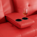 67-inch Red Leather Multifunctional Double Folding Sofa Bed with Coffee Table for Office Use