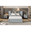 Twin Size Platform Bed with Storage Headboard and Lockers, Gray