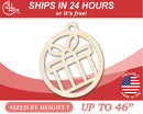 Unfinished Wood Present Ornament Shape - Craft - up to 46" DIY