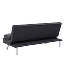 Black Leather Office Double Folding Sofa Bed with Matching Coffee Table, Multifunctional Design