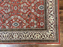 Red Persian Qum Rug 5 x 7.6, Hand Knotted Vintage Wool Fine Carpet 270 KPSI, Floral Allover