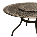 Outdoor Ornate Aluminum 59-in Round Patio Dining Table with Lazy Susan