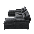 123*55'Modern U-shaped Sectional Sofa with Console,Cup Holders and USB Charger,6 Seat Upholstered Symmetrical Indoor Furniture,Comfy Chenille Cloud Couch with Chaise for Living Room,Apartment,5 Colors