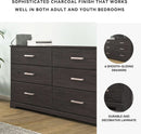 Six Drawer Dresser With Black Matte Engineered Wood