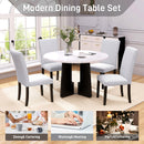 5-Piece Round Dining Table set, 43-Inch Modern Dining Table and 4 Upholstered Chairs for Dining Room, Kitchen Room, Living Room, Easy Assembly