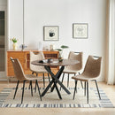 1+4,5pieces dining set, Table metal leg Mid-century Dining Table for 4-6 people With Mdf Table Top, Pedestal Dining Table, End Table Leisure Coffee Table