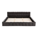 King size  Upholstered Bed Frame with Thick Fabric, Chenille Fabric Grounded Queen Size Platform Bed with Headboard and Solid Frame. No Box Spring Needed-Dark Gray(88.5''*85.5''*24'')
