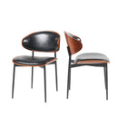 Mid-Century Modern Dining Chairs Set of 2 – Italian-Inspired Bentwood Design with Matte Metal Legs & Luxe PU Leather Seating