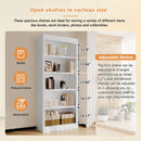 83.4' Tall Wood Bookcase with light strip,5-Tier Decor Bookshelves with Adjustable Shelves,Storage Organizer for CDs/Books,Free Standing Storage Shelves for Living Room,Home Office,White