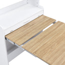 TOPMAX Compact 33.5x15.7x69inch Buffet with Hutch and Foldable Dining Table, Multifunctional Cupboard with Storage Shelf and Side Hooks for Small Places,Studio, Apartment, Natural