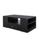 Modern Coffee Tables for Living Room, LED Coffee Table, Storage Coffee Table, Small Coffee Table, Wood Center Table with 2 Drawers and Open Side Shelf