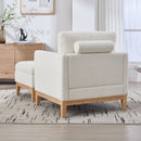 Oversized 40.35 in. Velvet Swivel Barrel Accent Chair and Ottoman Set with Storage, Ivory Boucle