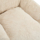 Auch Indoor Armchair Style Bean Bag with Beige Faux-Fur and Adaptive Foam, 40 x 38 x 25.5 inches